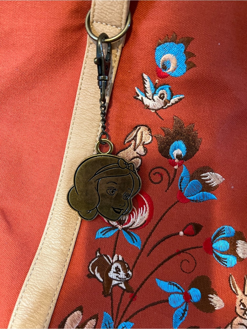 EUC Disney Loungefly Canvas Tote with Tan Straps and Colorful Embroidery - Picture 2 of 8